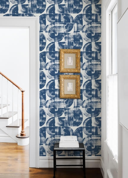 Giulietta Blue Painterly Geometric Wallpaper