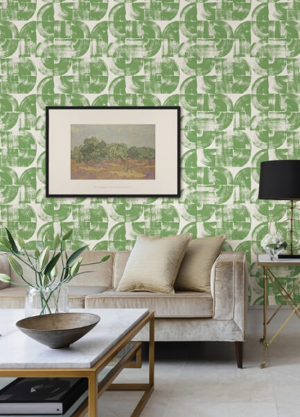 Giulietta Green Painterly Geometric Wallpaper