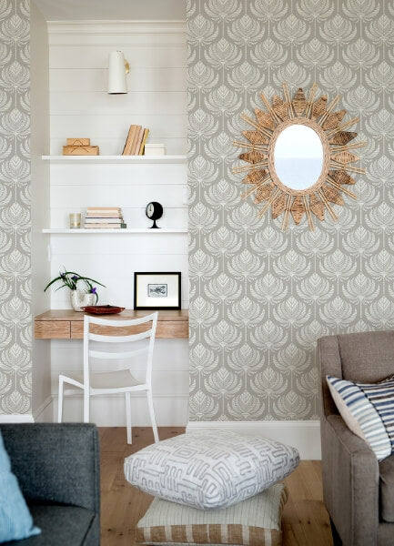 Palmier Grey Lotus Fan Wallpaper