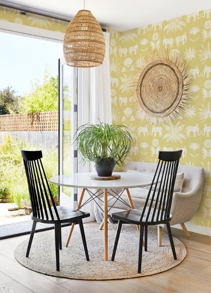 Bazaar Yellow Elephant Oasis Wallpaper