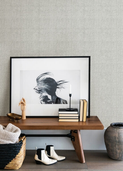 Zia Grey Basketweave Wallpaper
