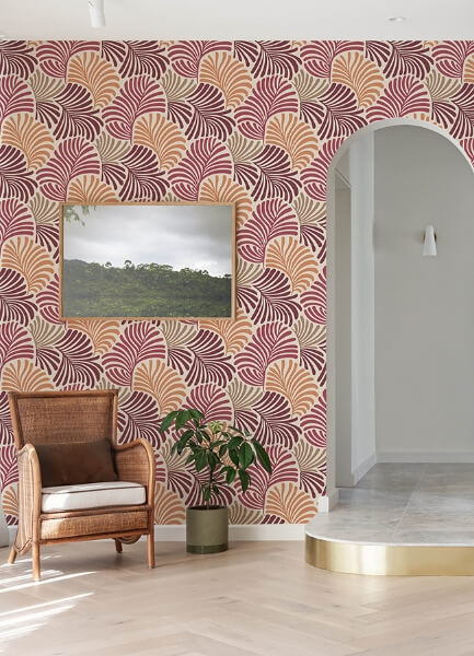 Trousdale Raspberry Fanning Flora Wallpaper