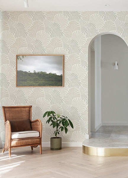 Trousdale Neutral Fanning Flora Wallpaper