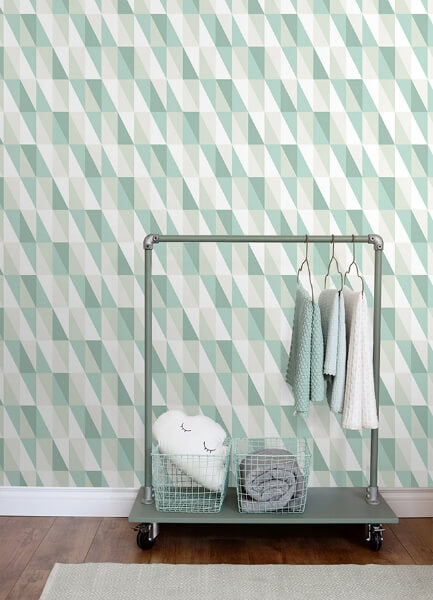 Inez Teal Geometric Wallpaper