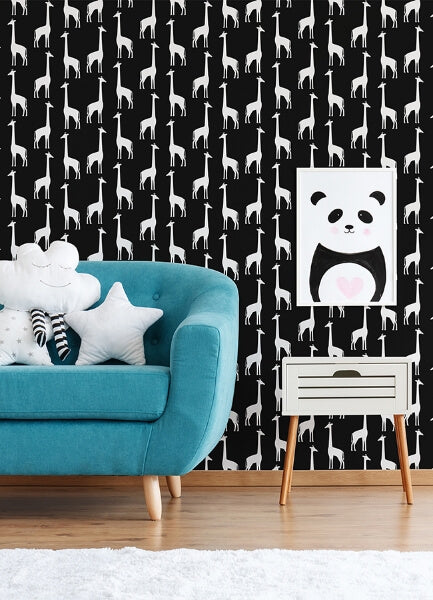 Vivi Black Giraffe Wallpaper
