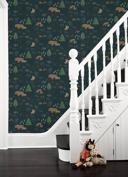 Finola Dark Blue Bears Wallpaper
