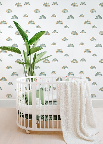 Joss Teal Rainbow Wallpaper