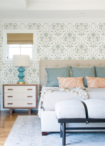 Britt Neutral Embroidered Damask Wallpaper