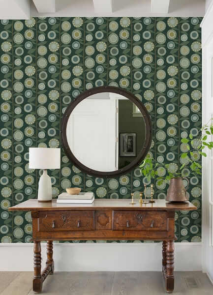 Sisu Evergreen Floral Geometric Wallpaper