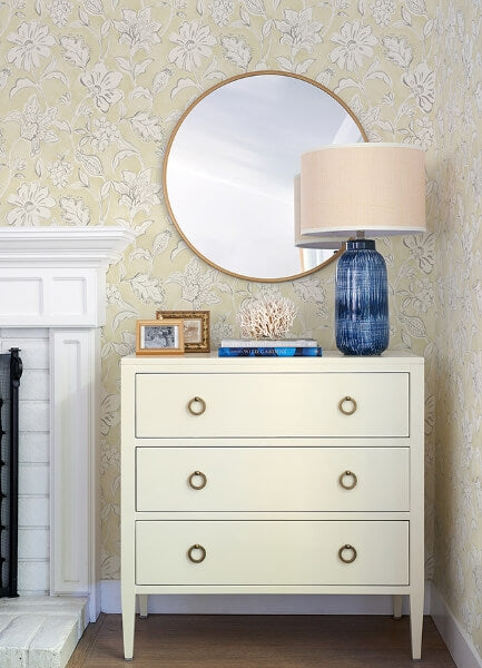 Plumeria Yellow Floral Trail Wallpaper