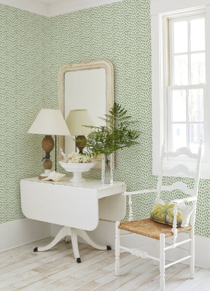 Sand Drips Green Painted Dots Wallpaper