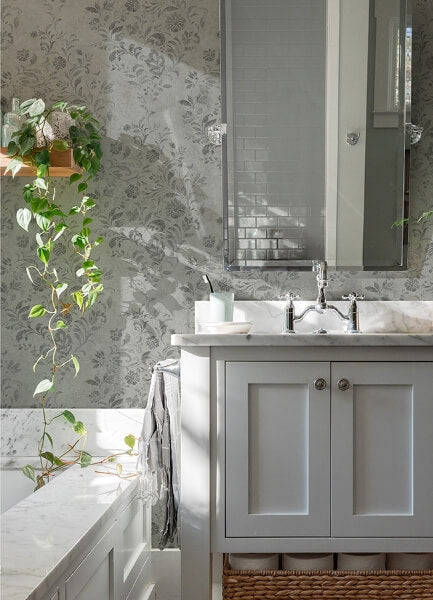 Isidore Grey Scroll Wallpaper