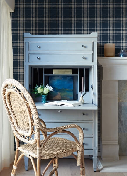 Antoine Dark Blue Flannel Wallpaper