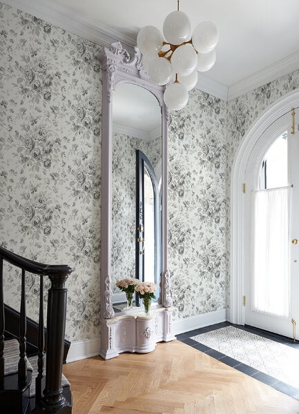 Manon Charcoal Rose Stitch Wallpaper