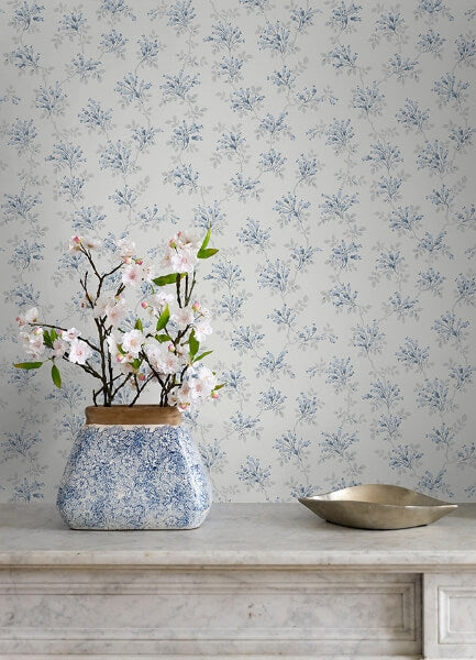 Sofiane Blue Botanical Trail Wallpaper