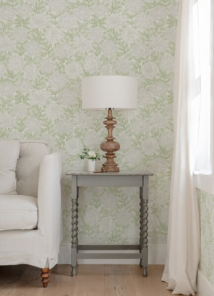 Faustin Green Floral Wallpaper