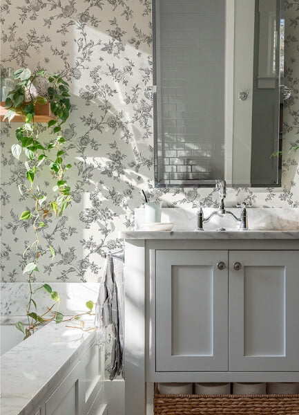 Nightingale Charcoal Floral Trail Wallpaper