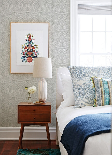 Fernback Grey Ornate Botanical Wallpaper