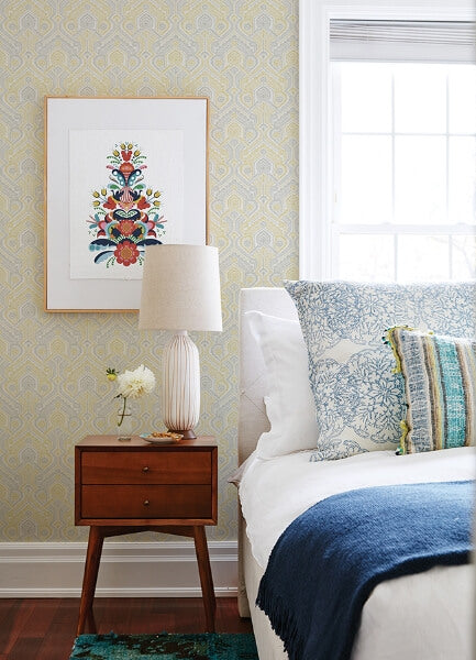 Fernback Yellow Ornate Botanical Wallpaper