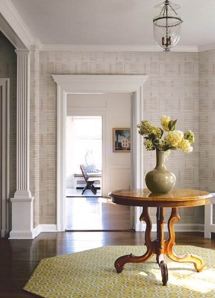 Callaway Pink Woven Stripes Wallpaper