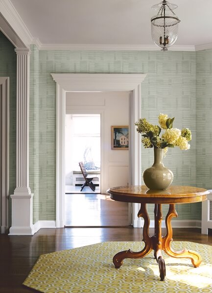 Callaway Green Woven Stripes Wallpaper