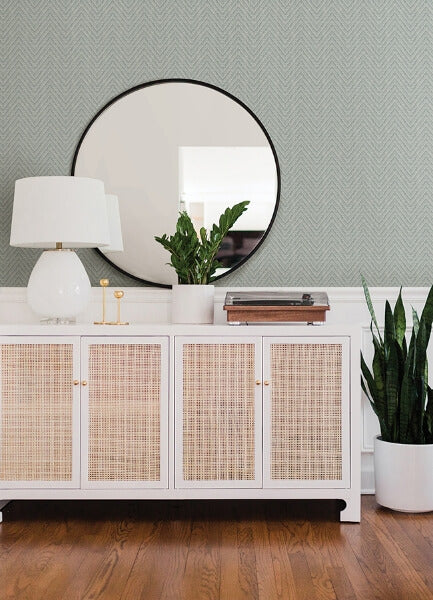 Glynn Sky Blue Chevron Wallpaper
