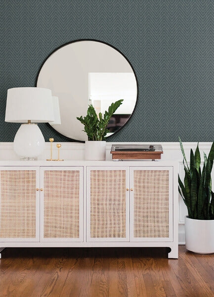 Glynn Teal Chevron Wallpaper