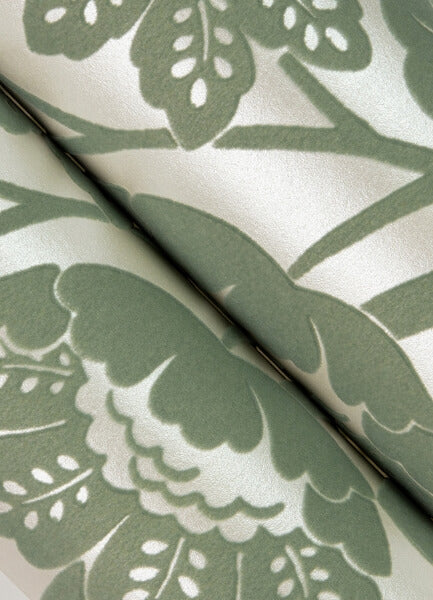 Augusta Seafoam Flock Damask Wallpaper