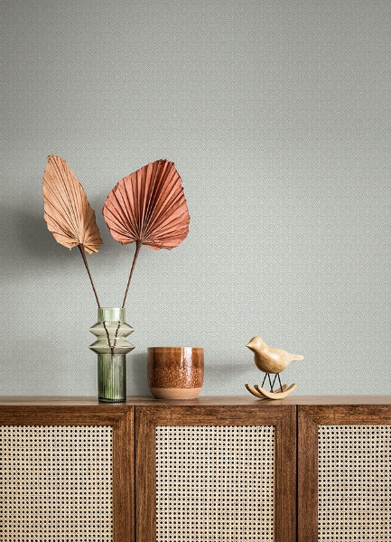 Athena Light Blue Scalloped Botanical Wallpaper