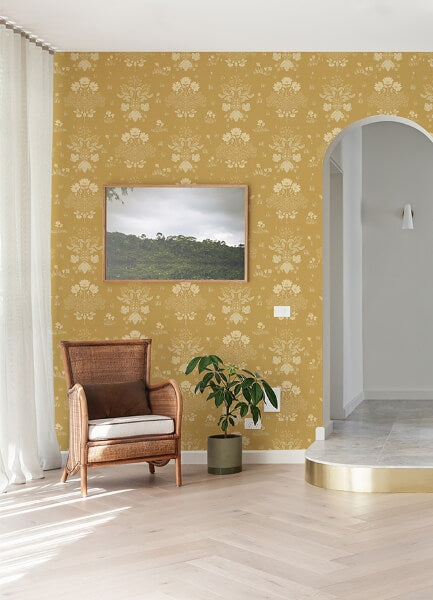 Elda Gold Delicate Daisies Wallpaper