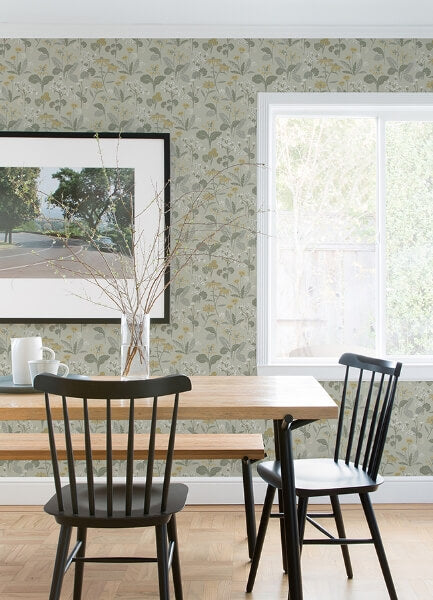 Magdalena Light Green Dandelion Wallpaper