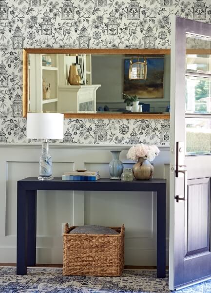 Helaine Charcoal Pagoda Wallpaper