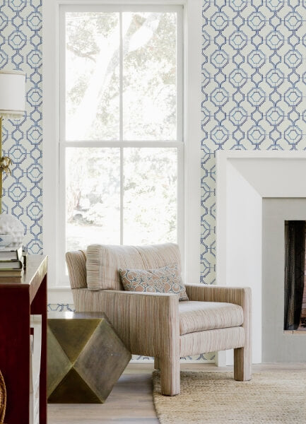 Gallina Blue Trellis Wallpaper