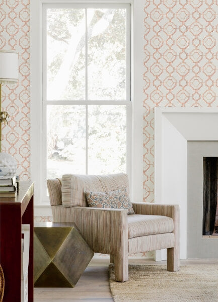 Gallina Orange Trellis Wallpaper