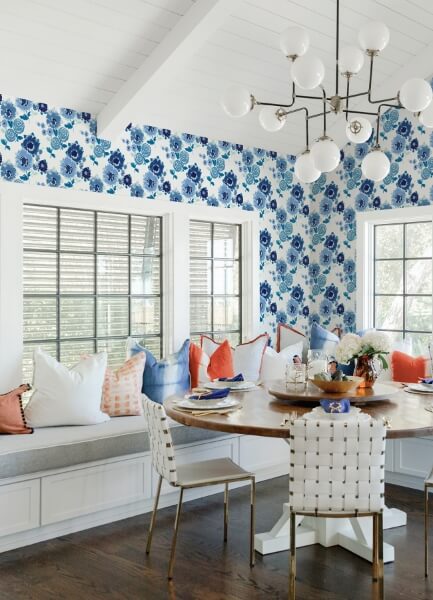 Essie Blue Painterly Floral Wallpaper