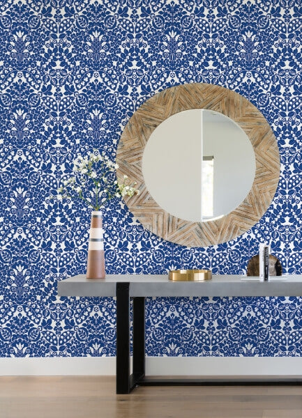 Marni Blue Fruit Damask Wallpaper