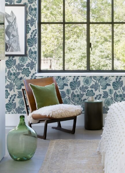 Jana Teal Jacobean Wallpaper