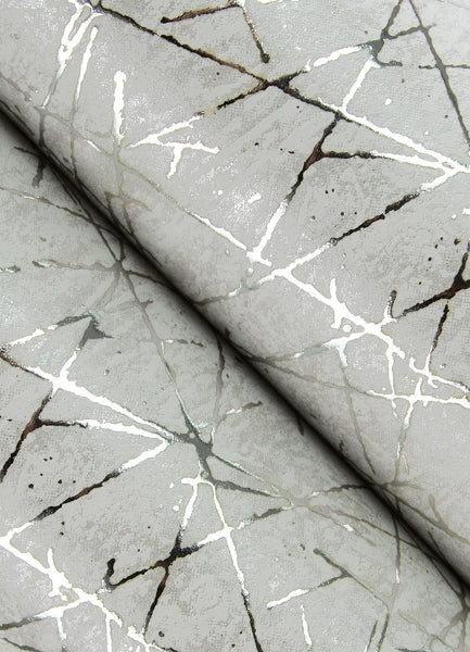Bulan Silver Abstract Lines Wallpaper