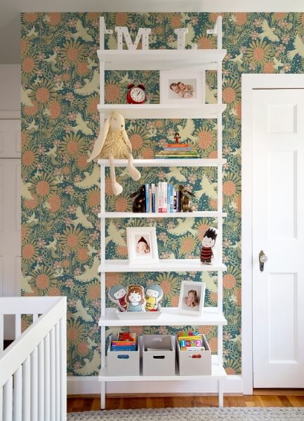 Drömma Teal Songbirds and Sunflowers Wallpaper