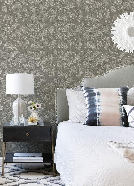 Maeve Grey Jacobean Trail Wallpaper