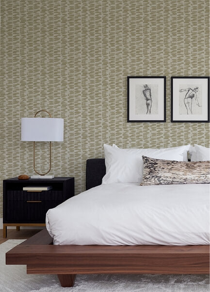 Myrtle Gold Abstract Stripe Wallpaper
