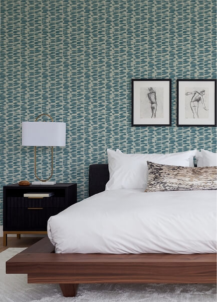 Myrtle Sea Green Abstract Stripe Wallpaper