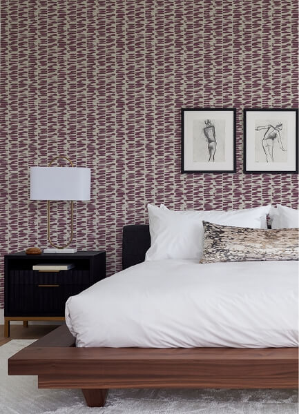 Myrtle Purple Abstract Stripe Wallpaper