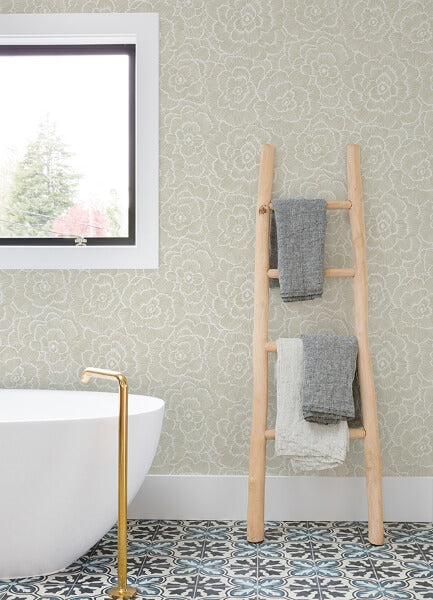 Periwinkle Stone Textured Floral Wallpaper