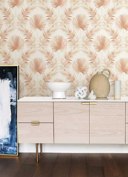 Calla Rust Painted Palm Wallpaper