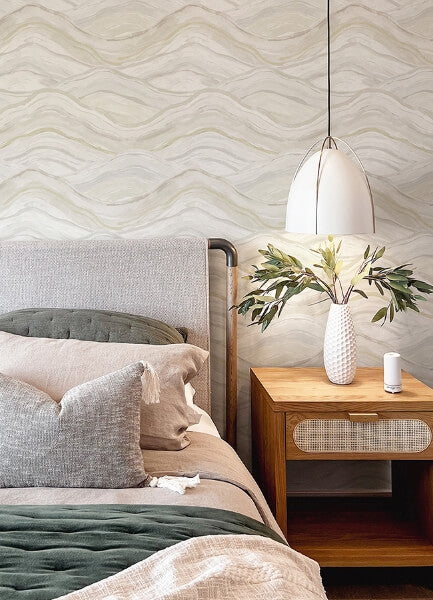Dorea Champagne Striated Waves Wallpaper