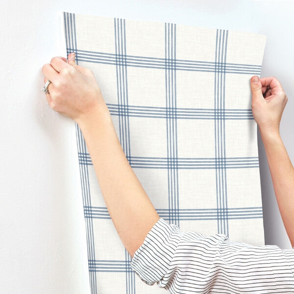 Twain Denim Plaid Wallpaper