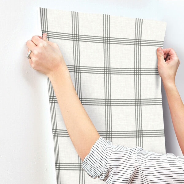 Twain Charcoal Plaid Wallpaper