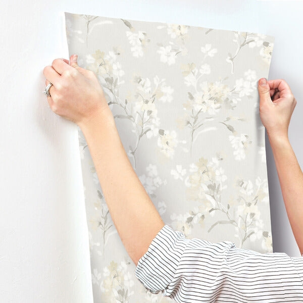 Azalea Neutral Floral Branches Wallpaper
