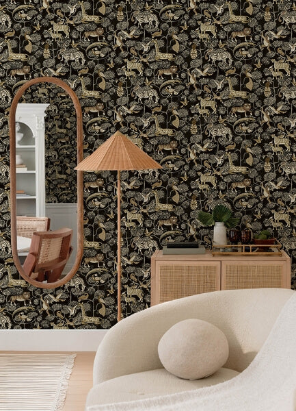 Rigby Black Jungle Animals Wallpaper